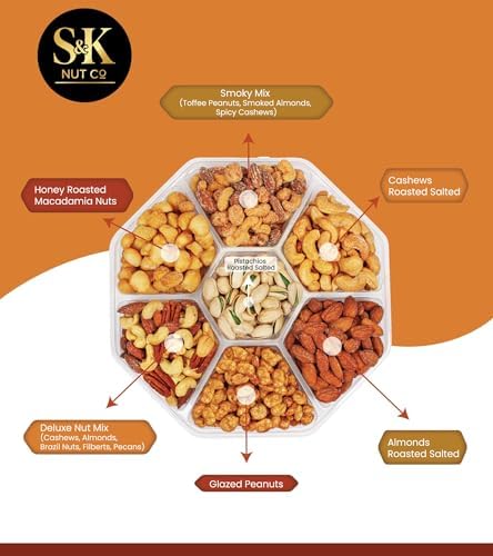 Mother’s Day Nuts Gift Tray, Gourmet Mixed Nuts Assortment With Sweet And Roasted Salted Varieties, Ready To Serve Snack Gift Box For Mom, Family And Thank You Occasions