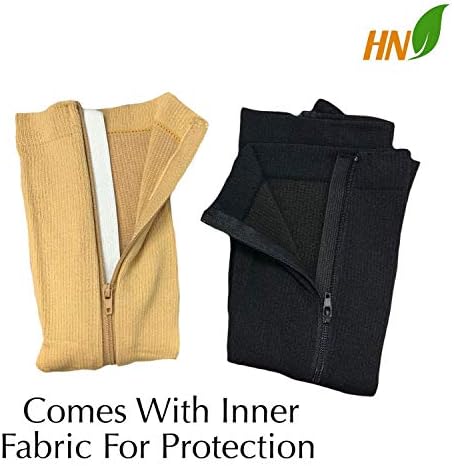 HealthyNees Footless 15-20 mmHg Zipper Compression Leg Calf Shin Sleeve 2 Pairs (Black Combo, 3X-Large)