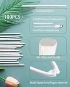 3.5mm White Lollipop Sticks and Bags Set, 100Pcs 4-inch Paper Sticks,100Pcs Clear Bags, 100Pcs Twist Ties for Sucker, Hard Candy, Chocolate, Cookie, Dessert (Gold)