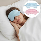 Nogeqi 2 Pack Silk Sleep Masks for Women, Blackout Soft Eye Masks for Sleep with Elastic Strap, Satin Eye Covers for Sleeping Blindfold for Travel Night Eyeshade, Zero Pressure (Pink, Blue)