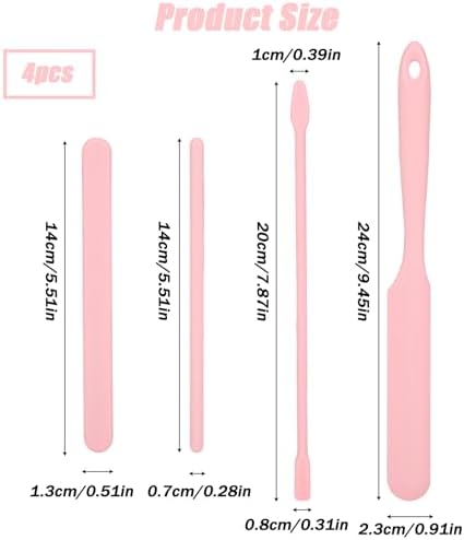 4 Pcs Silicone Wax Stick Set, Reusable Non-Stick Wax Spatulas Flexible Applicator Easy-Clean Essential Waxing Supplies Accessories for Hair Removal at Home & Salon (Pink)