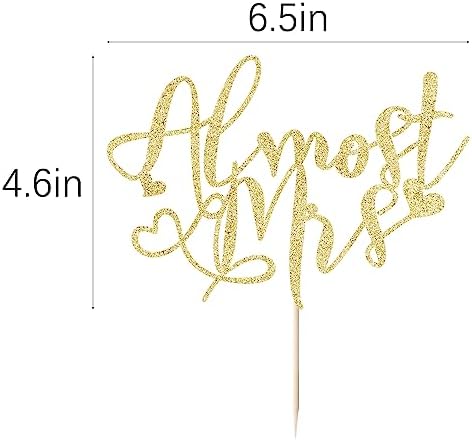 Almost Mrs Cake Topper, Bridal Shower Decorations, Engagement Cake Topper, Bachelorette Party Decoration Supplies gold glitter