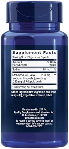 Life Extension Super R-Lipoic Acid – Healthy Aging, oxidative Stress Defense – with 240 mg of Active R-Form of R-Lipoic Acid – Gluten-Free – Non-GMO – Vegetarian – 60 Capsules