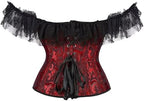 Jutrisujo Corset Dress Skirt Top Set Bustier for Women with Sleeves Off The Shoulder Lace Floral Plus Size