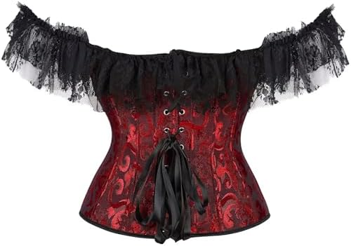 Jutrisujo Corset Dress Skirt Top Set Bustier for Women with Sleeves Off The Shoulder Lace Floral Plus Size