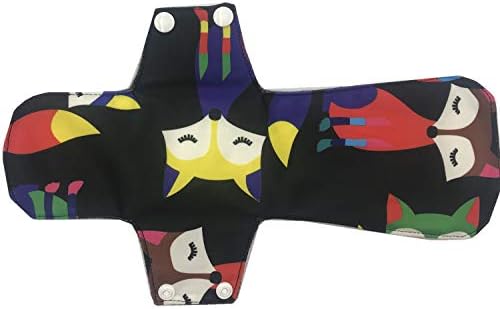 MUMBABY 5pcs 30.5cm / 12inch (Fit) Heavy Flow Charcoal Bamboo Mama Cloth/Menstrual Pads/Reusable Sanitary Pads (Fox, Large)