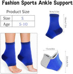 Prasacco Kids Ankle Brace Set, 2 Pairs Compression Sleeve and Adjustable Wrap, Breathable Foot Support Stabilizer for Injury Prevention, Sprains, Active Play, Daily Wear