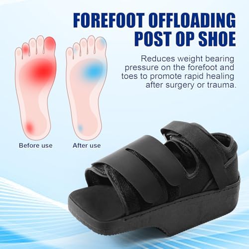 forefoot Offloading Post Op Shoe-Wedge Post Op Shoe Ortho Wedge Healing Shoe Non Weight Bearing Offloading Shoe for Broken Toe, Bunion, Hammer toe, Diabetic Foot Ulcer for Men and Women, L