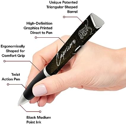 ANINKABOVE Zodiac Sign Ballpoint Pens (3-Sided Pen, Pack of 4) Zodiac Pen Gift, Cool Constellation Design, Zodiac Gifts Pretty Pens - Fancy Pens Great Astrology Gifts for Women and Men (Capricorn)