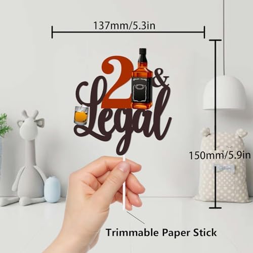 Glitter 21 Legal Cake Topper Cheer to Whiskey Theme Party Decoration Supplies Men Boys Happy 21st Birthday Party Decor Supplies