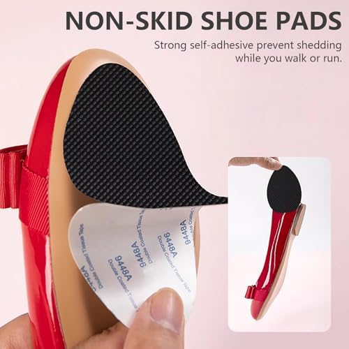 24Pcs Non-Skid Shoe Pads, Anti-Slip Shoe Grips for High Heels, Self-Adhesive Rubber Shoes Pads, Wear-Resistant Rubber Sole, Noise Reduction for Men&Women's Boots, Flats Etc (Black