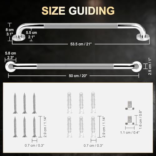 supregear Grab Bars for Bathtubs and Showers, Anti Slip Bathroom Grab Bars for Seniors, 304 Stainless Steel Safety Shower Handle, Toilet Handicap Elderly Assist Bathroom Wall Handle, 20 inch