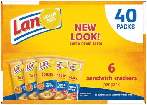 Lancece Peanut Butter Sandwich Crackers, 1.29 oz.,(40 pk.),Bulk Pack w/A Storage Bag