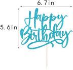 Kaoenla Happy Birthday Cake Topper, light blue Glitter handwork Happy Birthday Cake Decoration Suitable For Anniversary/Birthday Party Decor