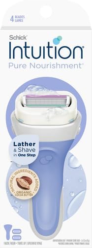 Schick Intuition Pure Nourishment Razors for Women | 1 Razor & 2 Intuition Razor Blades Refill with Organic Cocoa Butter
