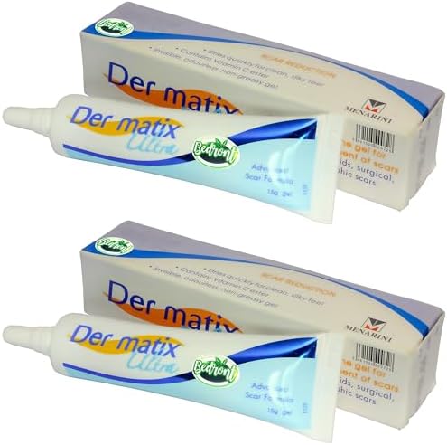 2 Tubes (2 x 15 Grams) of Der matix Ultra Advanced Scar Formula Advanced Silicone Gel for Cosmetic Improvement of Keloids, Surgical, Burn & Hypertrophic Scars, Made in USA