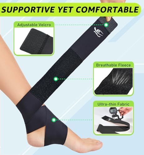 HiRui Ultrathin High-Elastic Ankle Wraps Ankle Brace for Men Women Kids, Adjustable Ankle Straps for Running, Football, Basketball, Sprains, Arthritis, Plantar Fasciitis (Black, Medium (Pack of 1))