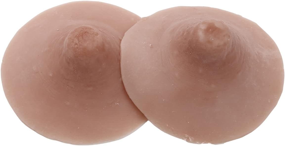 YiZYiF 1 Pair Self Suction Silicone Nipples Cover Realistic Adhesive Pasties Stickers for Breast Form Cosplay Crossdresser