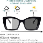 Progressive Multifocus Reading Glasses for Women Blue Light Blocking, Outdoor Photochromic Multifocal Sunglasses