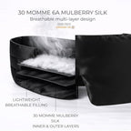 Nãgla. 30 Momme Mulberry Silk Sleep Mask - Luxury Eye Mask with Adjustable Strap, Breathable & Hypoallergenic, Oeko-TEX® Certified, Premium Gift Box (Black)