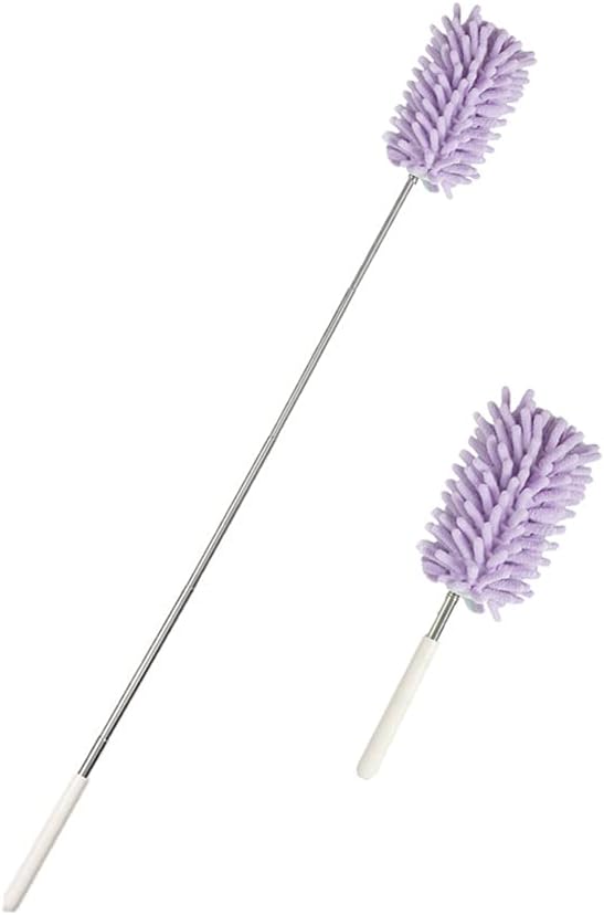 CANDeal 1PCS Microfiber Duster for Cleaning, Washable Extendable Cobweb Dusters with Telescoping Extension Pole, Bendable Head for Car, Window, Furniture, Office
