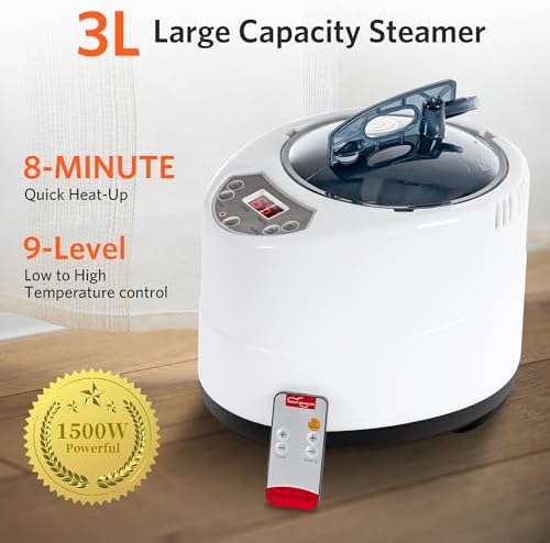 Sauna Box, Portable Steam Tent for Home Detox and Relaxation, Includes 3L Steamer, Remote Controller, Folding Chair, Adjustable Timer 1-60 Min, Large Size
