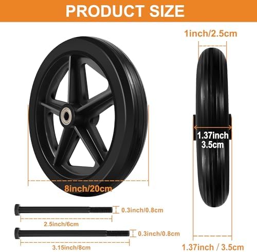 4Pcs 8 Inch Solid Replacement Wheels - Environmentally Friendly Rubber Material, Wear-Resistant PU Tires, Anti-Slip, and Durable ABS Wheel Hub - Easy to Install (4 Pcs)