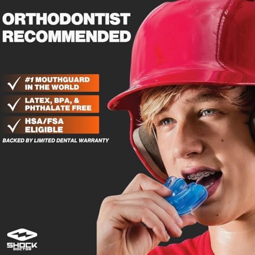 Shock Doctor Orthodontic Mouth Guard for Braces for Sports, Hockey, Lacrosse, Football, Baseball, Braces Mouth Guard, Upper Teeth Protection, Adult & Youth Mouth Guard Sizes