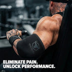 Elbow Sleeves 5mm (1 Pair) - High Performance Elbow Sleeve Support for Weightlifting, Weight Training & Powerlifting - Best Compression Straps - for Men and Women (Large, Black/Black)