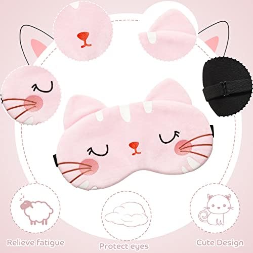Haysandy 3 Pieces Sleep Mask for Kids Girls Cute Cat Sleeping Eye Cover Soft Mask Comfortable Funny Animal Night Eye Blindfold Cover for Kids Girls Women Home Travel(Cat)