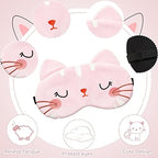 Haysandy 3 Pieces Sleep Mask for Kids Girls Cute Cat Sleeping Eye Cover Soft Mask Comfortable Funny Animal Night Eye Blindfold Cover for Kids Girls Women Home Travel(Cat)