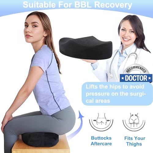 BBL Pillow After Surgery, Brazilian Butt Lift Pillow After Surgery Seat Cushion, Butt Pillow for Sitting, Driving and Post Recovery, Butt Lift Buttocks Foam Cushion