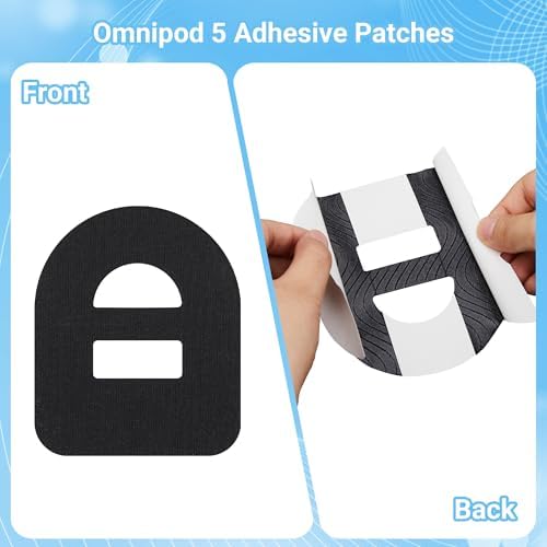 40Pcs Overpatches for Omnipod 5, Adhesive Patches Waterproof with Stretchable Strap, Breathable, Adhesive Overpatches（Black）