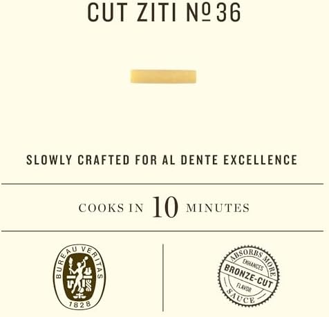 Rummo Cut Ziti Pasta N.36 - Ziti Pasta Noodles, Durum Wheat Pasta, Baked Ziti, Tube Pasta, Dry Italian Pasta - 16 Ounce (Pack of 1)