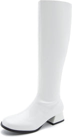 GOGO Boots for Women, Knee High Boots, Low Block Heel Zipper Boots Ladies Party Dance Shoes