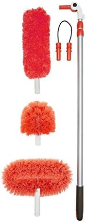 OXO Good Grips 3-in-1 Extendable Microfiber Long Reach Duster with Interchangeable Heads, 8 ft