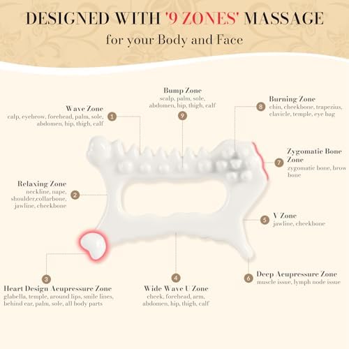 9 in 1 Ceramic Body Gua Sha Facial Tool, Face & Body Gua Sha Massage Tools, Premium Korean 괄사 Guasha Board for Face Lift, Muscle Relief, Skin Care