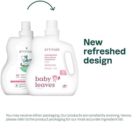 ATTITUDE Baby Fabric Softener, Plant and Mineral-Based Ingredients, HE Compatible, Vegan and Cruelty-free Laundry and Household Products, Unscented, 80 Loads, 67.6 Fl Oz