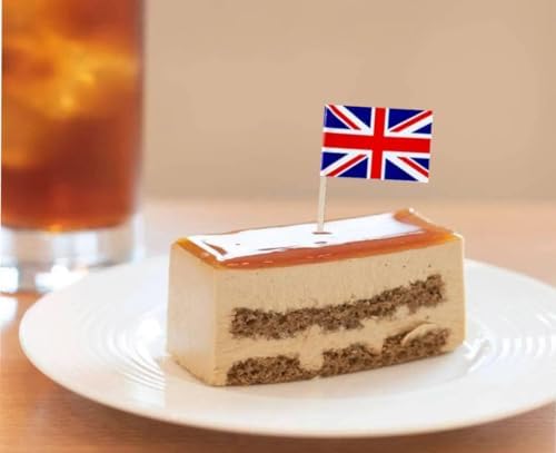 100 Pcs United Kingdom Flag British Toothpick Flags, Cocktail Picks Mini Stick Cupcake Toppers Country Picks Party Decoration Celebration Cocktail Food Bar Cake Flags