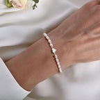 DAYANEY Pearl Bracelets for Women, Gold Bracelet Silver Pearl Jewelry as Gifts for Girls, Dainty Daisy and Heart Braclets Cute Floral Prom Jewelry for Bridesmaid Brazaletes Para Mujer