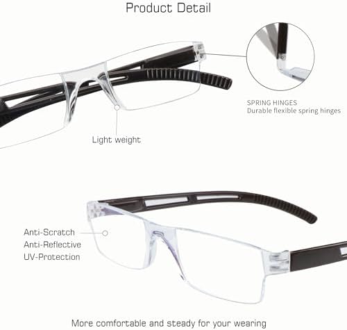 VisionGlobal 2 Pairs Reading Glasses, Blue Light Blocking Glasses, Computer Reading Glasses for Women and Men, Fashion Square Eyewear Frame (2brown,+1.50 Magnification)