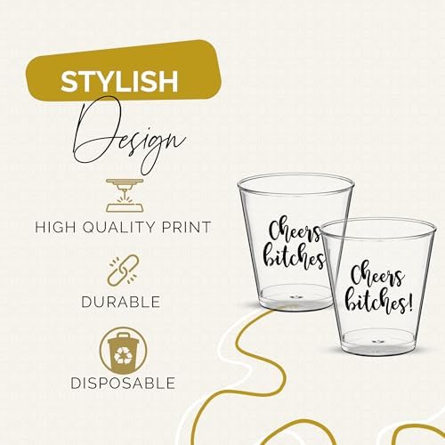 Cheers Bitches Bachelorette Shot Glasses – 100 PCS 2oz Each - Girls Night, Bachelorette Decorations, Ladies Night Favors, and Bridesmaid Party Supplies