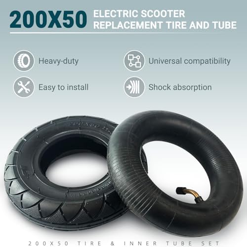 AR-PRO 200X50 / 8" X 2" | 2 Tire & 2 Inner Tube Set - Electric Scooter Tire Tube Compatible with Razor E100, E150, E200, Power Core E100, Dune Buggy, ePunk, Crazy Cart, PowerRider 360, eSpark