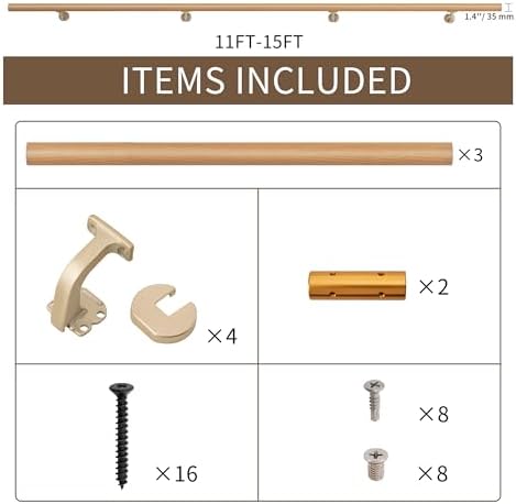 12FT Handrails for indoor&outdoor stairs,deck,slope,Modern Aluminum Handrail Set, Wall-Mounted with Zinc-Alloy Brackets，Crafted from aluminum alloy (not solid wood) rust-free (Cherry Wood Grain, 12FT)