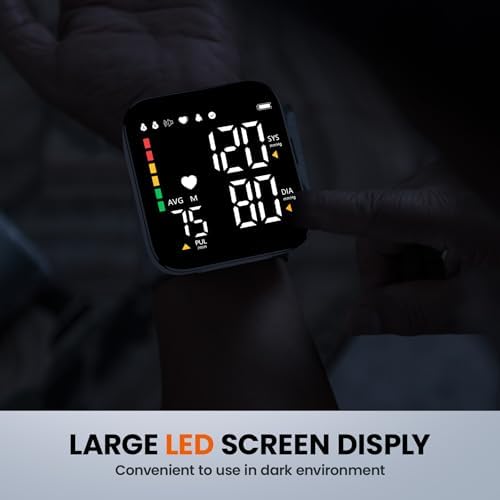 Blood Pressure Monitor Rechargeable Wrist Blood Pressure Cuff Adjustable Digital BP Machine 2x90 Readings Voice Broadcast Backlit Display for Home Use with Carrying Case