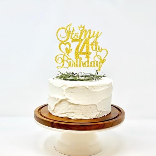 It's My 74th Birthday Cake Topper - Gold Glitter Happy 74th Birthday Cake Decor - 74 and Fabulous,Cheers to 74 Years Old Birthday Party Supplies