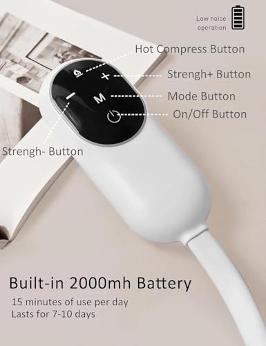 Head Massager with Hot Compress, 4 Massage Modes, 6 Airbags, 2000mAh Battery, Low Noise Operation, Forehead and Temple Relief