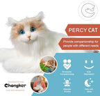 Chongker Interactive Companion Robot Cat Pets, Handmade Weighted Stuffed Animals, Cat Plush Toy with Voice Response, Realistic Heartbeat and Purring, Ragdoll Cat