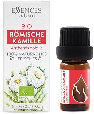 Essences Bulgaria Organic Roman Chamomile Essential Oil 1/6 Fl Oz | 5ml | Anthemis nobilis | 100% Pure and Natural | Undiluted | Therapeutic Grade | Family Owned Farm | Steam-Distilled | Non-GMO