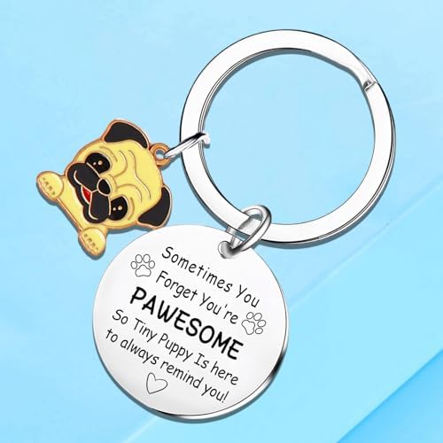 malyunin Emotional Support Pug Dog Gifts For Women Men Positive Pug Keychain Gifts For Pugs Lovers Dog Mom Dogs Dad Christmas Birthday Gift For Dogs Lovers